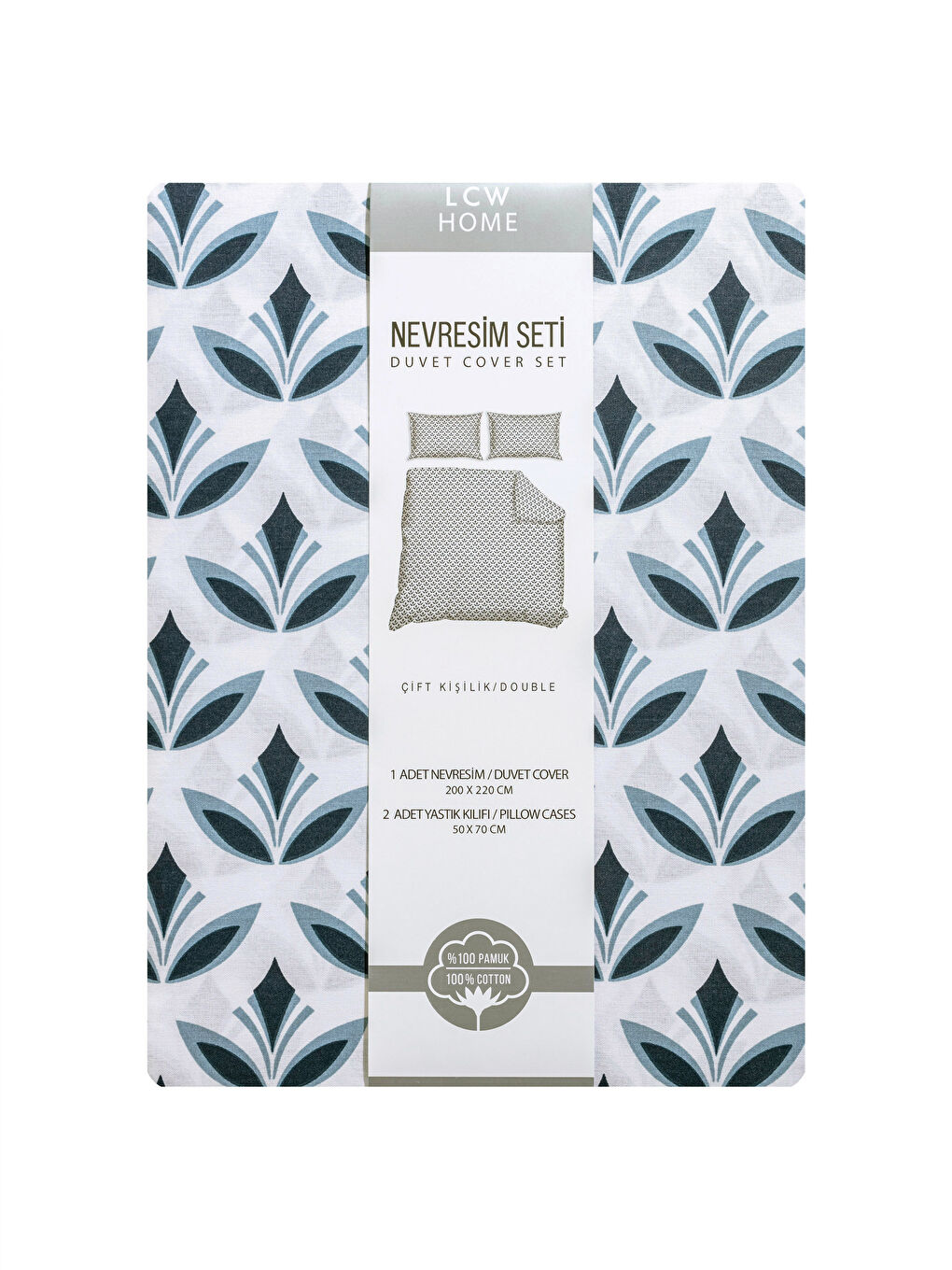 Karışık Desenli Dokuma Çift Kişilik Nevresim Seti-6