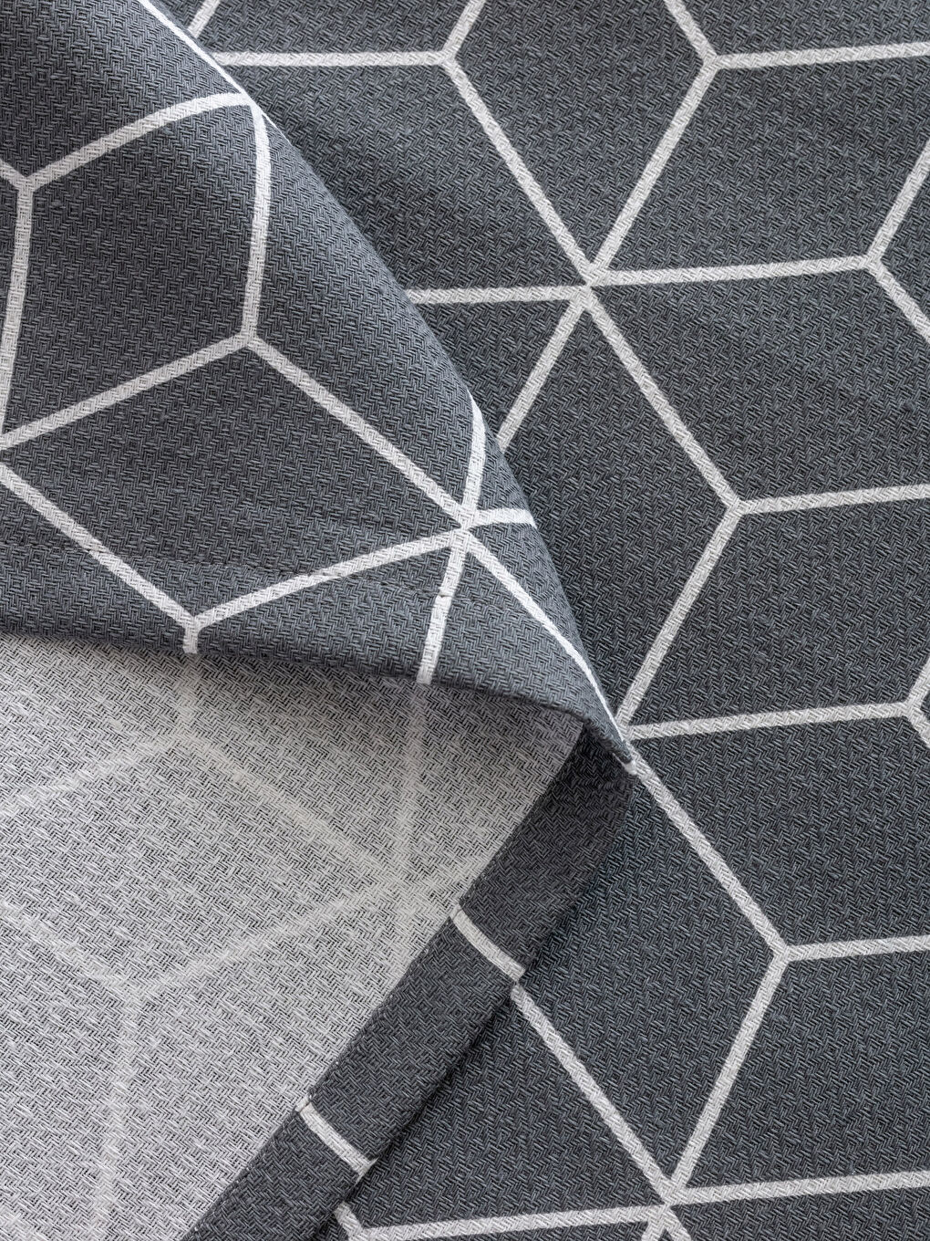 Gri Geometrik Desenli Pamuklu Tek Kişilik Pike Seti-4