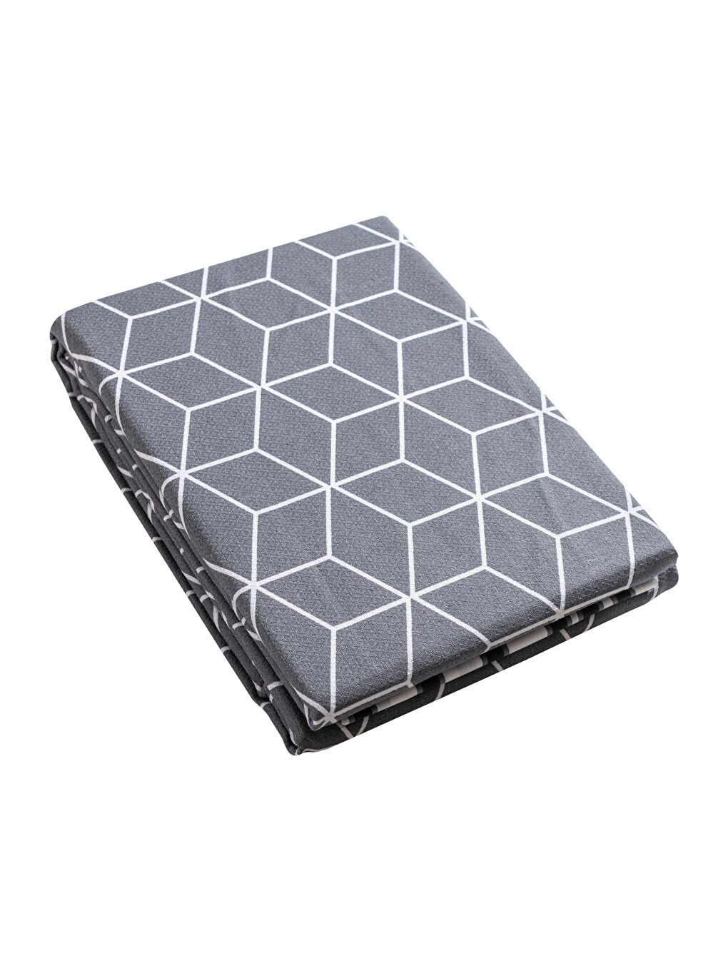 Gri Geometrik Desenli Pamuklu Tek Kişilik Pike Seti-5