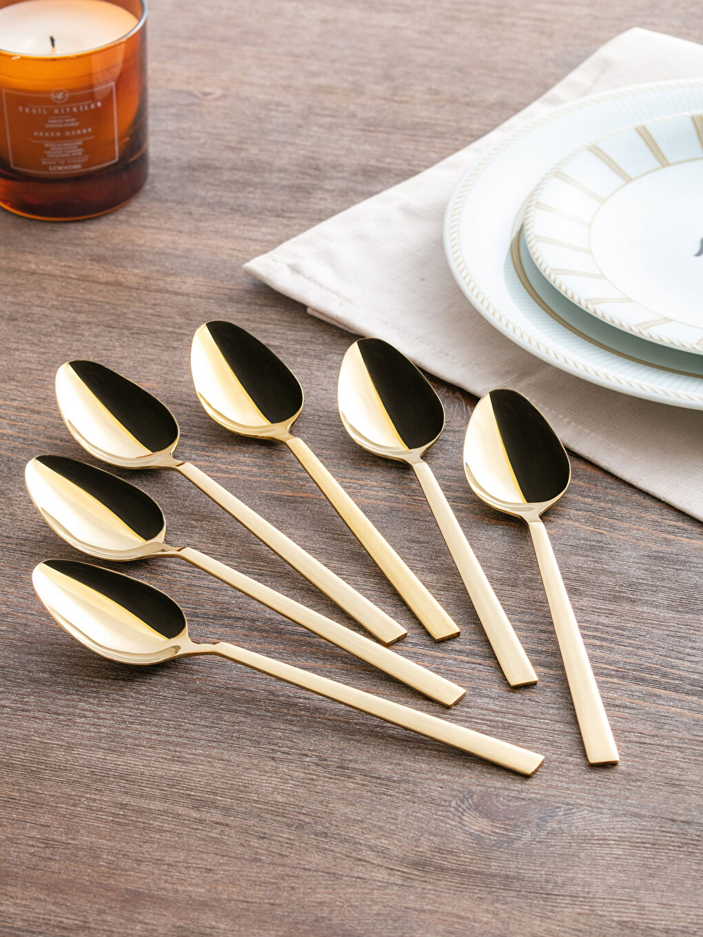 Sarı Çelik Yemek Kaşığı Seti 6'lı-1