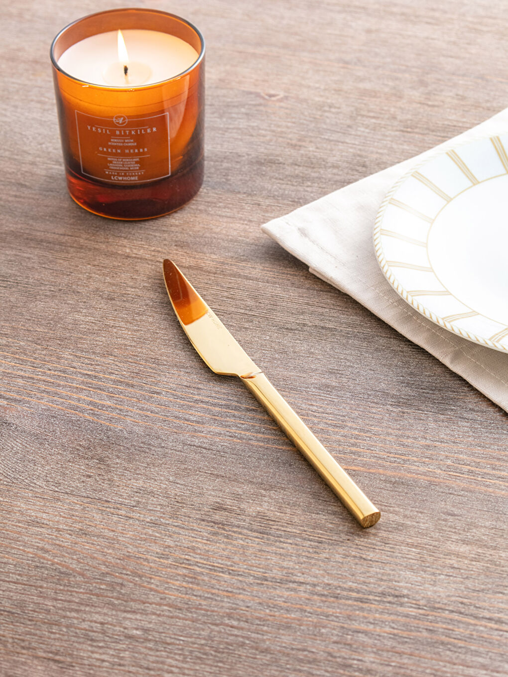 Sarı Çelik Yemek Bıçağı Seti 6'lı-1