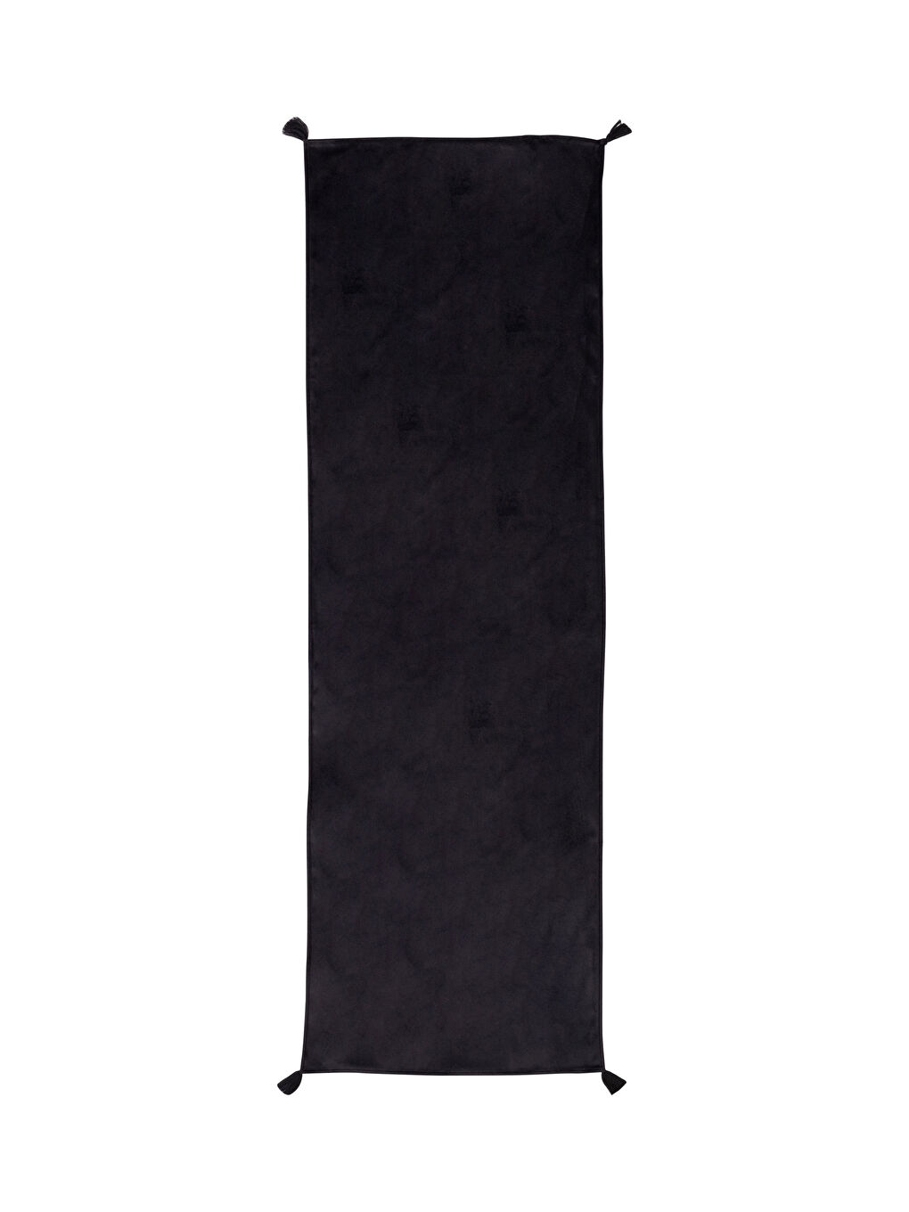 Siyah Kadife Püskül Detaylı Runner 45x150 cm-3