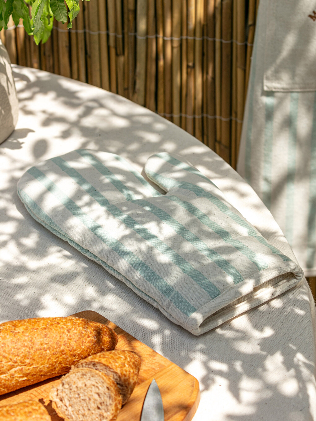 Striped Cotton Oven Gloves-1