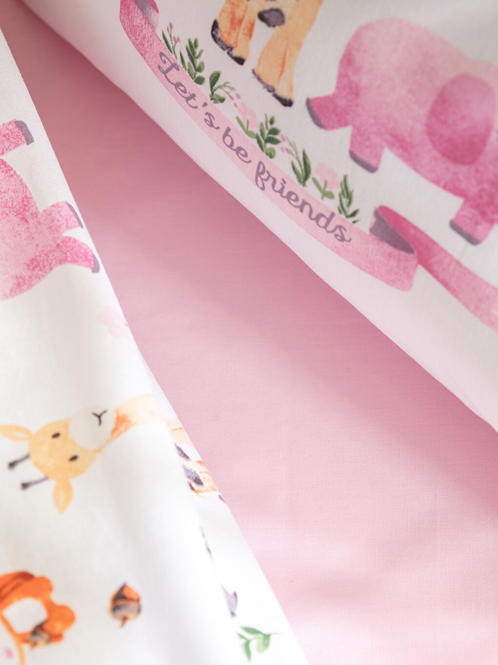 Karışık Desenli Pamuklu Kız Bebek Nevresim Takımı-4