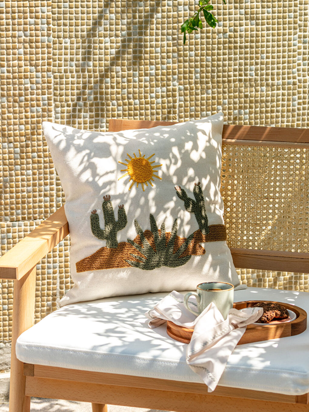 Cactus Embroidered Cushion Cover 45x45 Cm -S2K574Z8-F9C