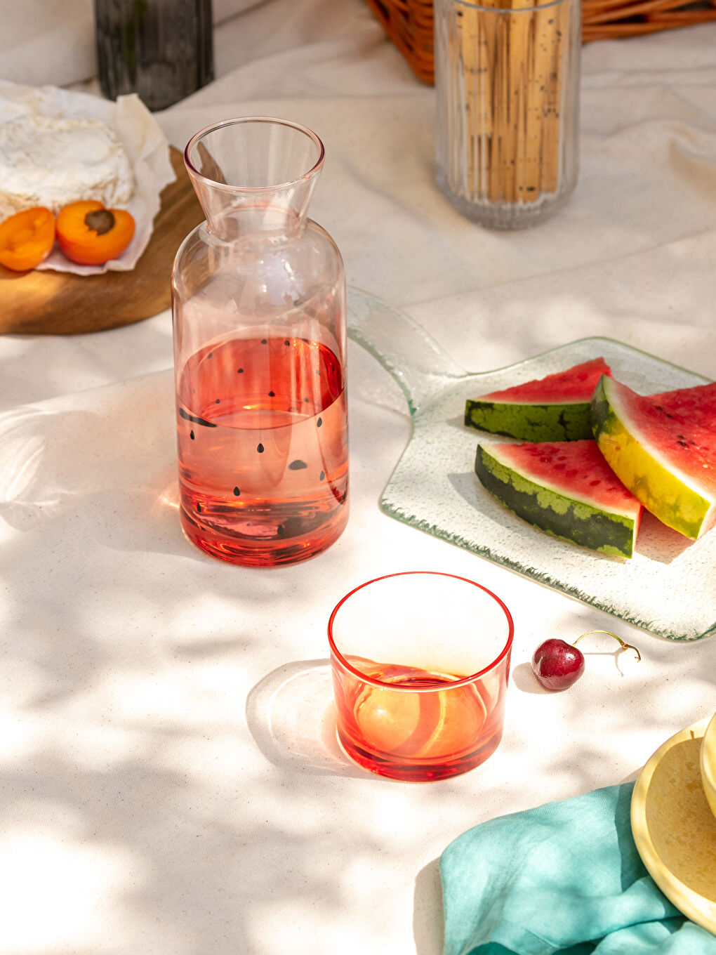 Carafa din Sticlă Imprimată cu Capac 700 ml