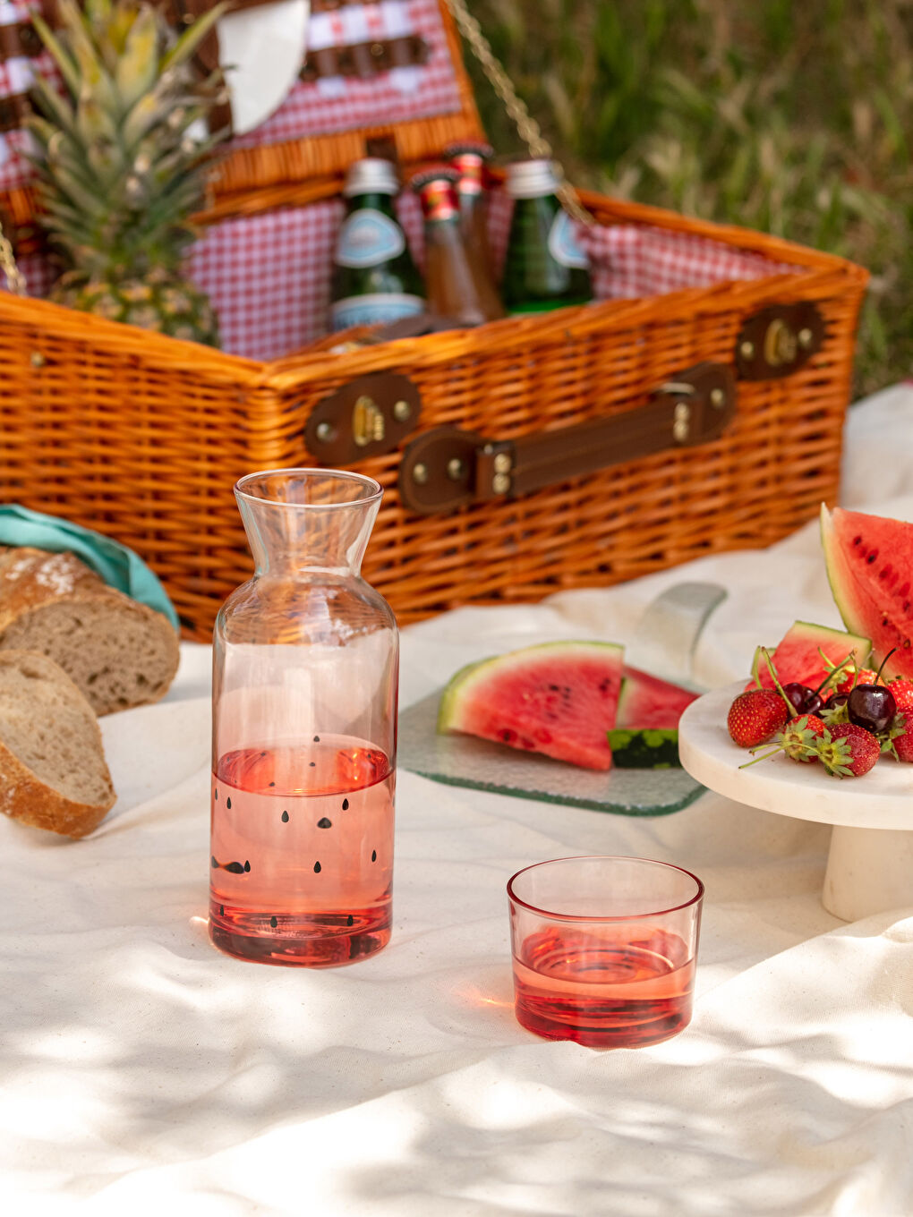 Carafa din Sticlă Imprimată cu Capac 700 ml-1