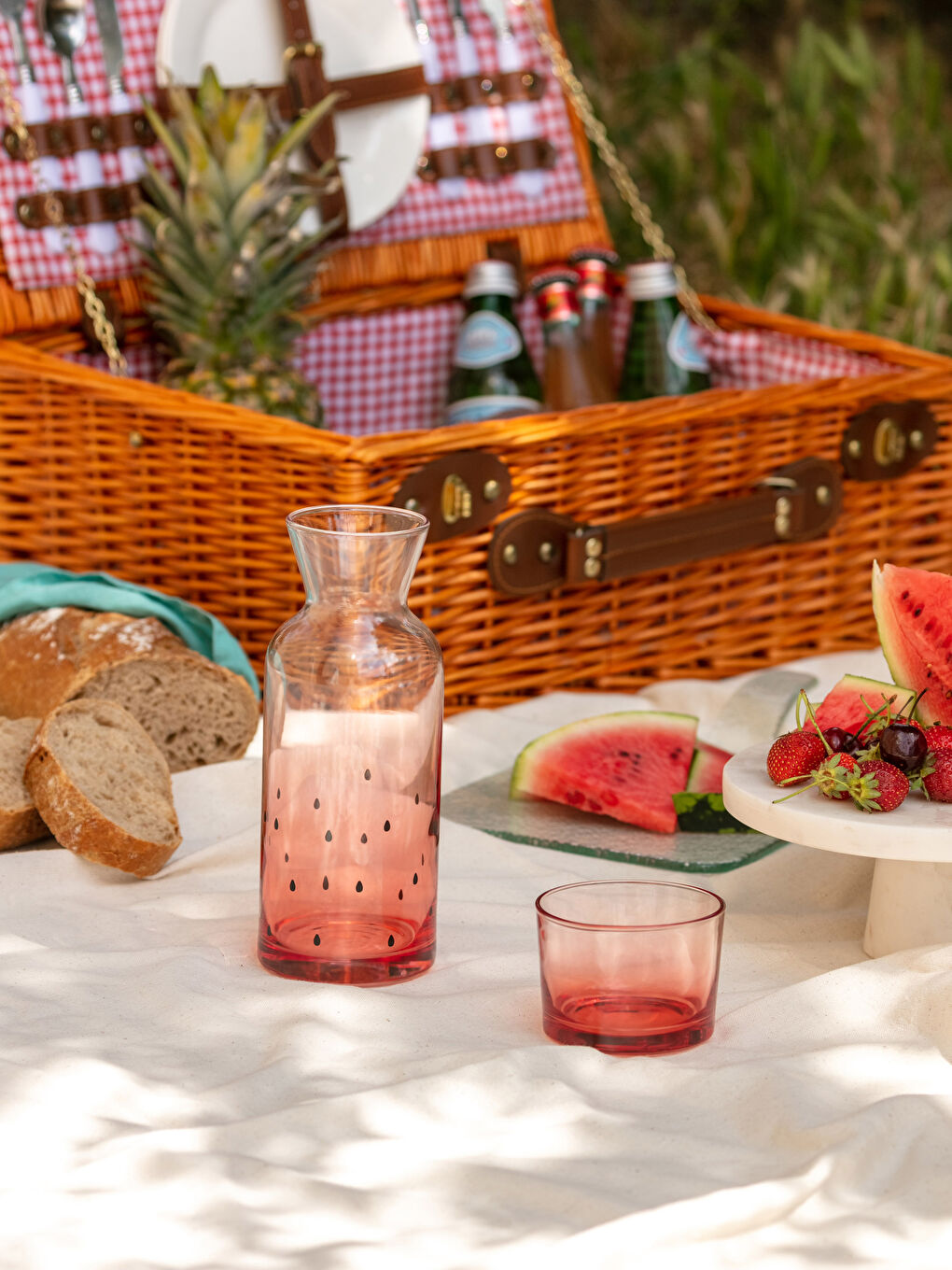 Carafa din Sticlă Imprimată cu Capac 700 ml-2