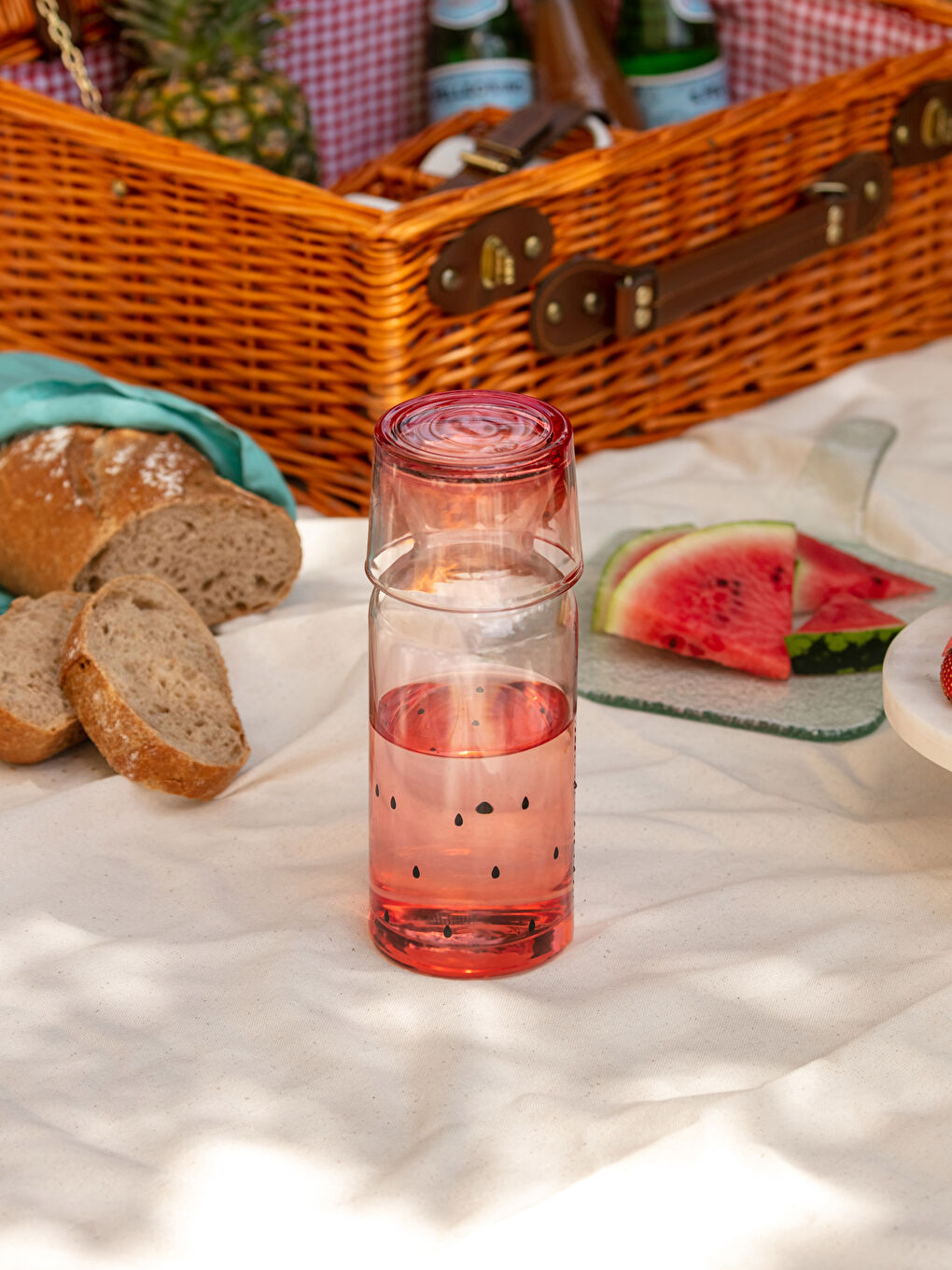 Carafa din Sticlă Imprimată cu Capac 700 ml-3