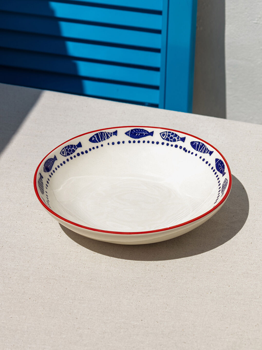 Fish Patterned Ceramic Salad Bowl 26 Cm-1