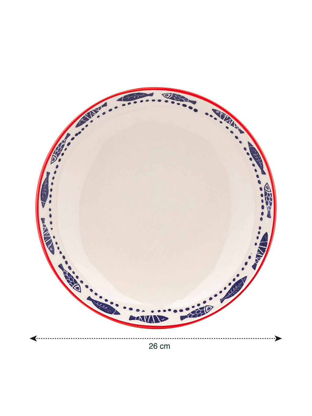 Fish Patterned Ceramic Salad Bowl 26 Cm-3