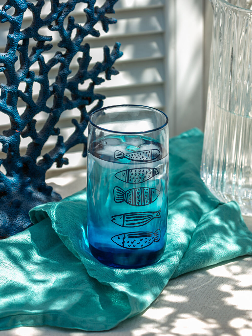 Karışık Balık Baskılı Cam Bardak 570 ml