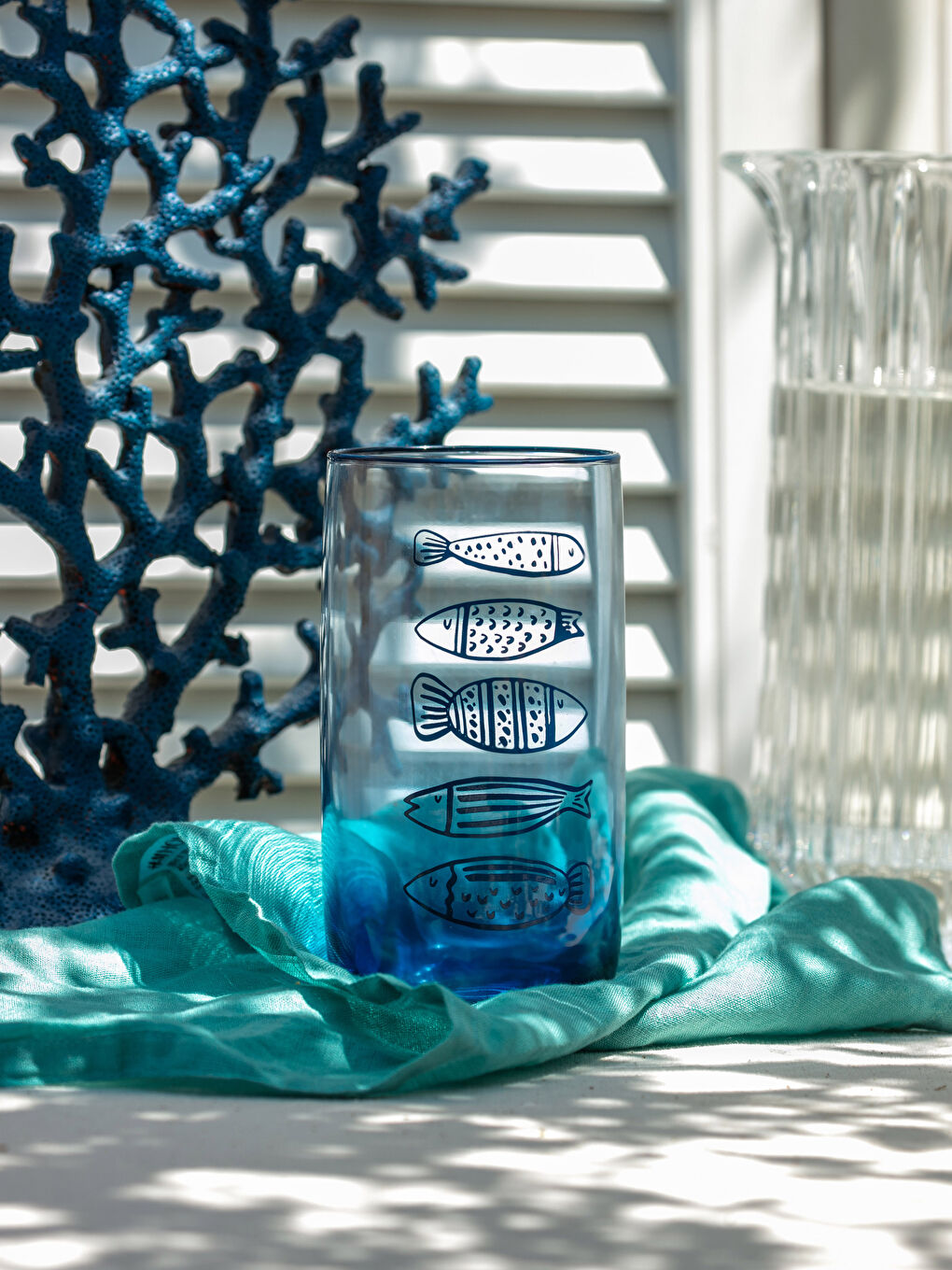 Karışık Balık Baskılı Cam Bardak 570 ml-1