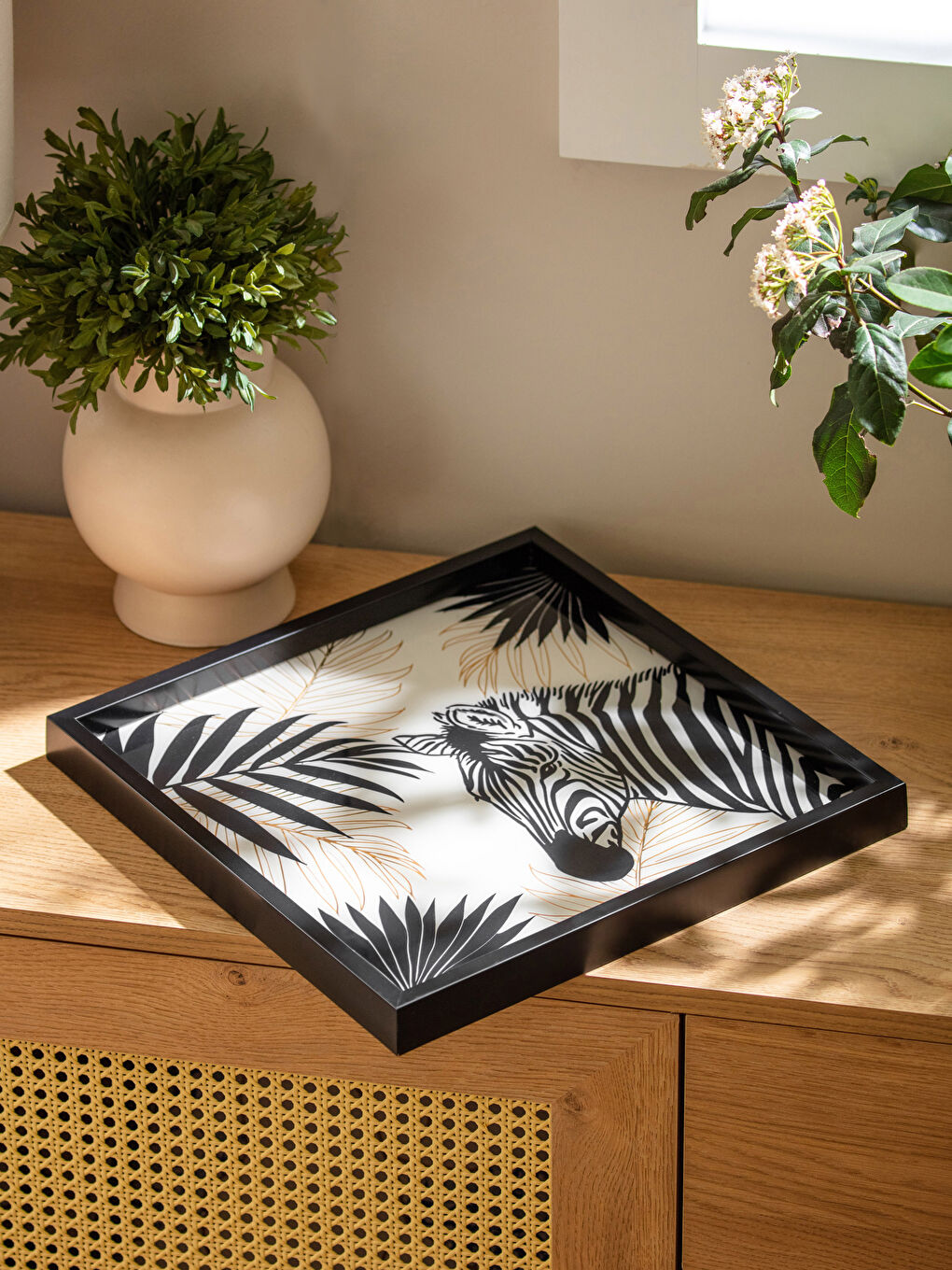 Tavă Decorativă cu Model Zebră 35x35 Cm