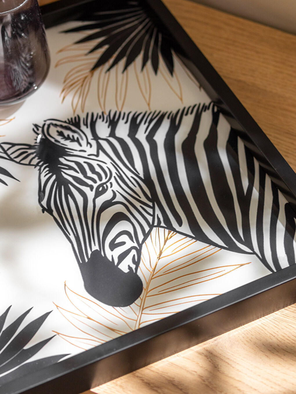 Tavă Decorativă cu Model Zebră 35x35 Cm-1