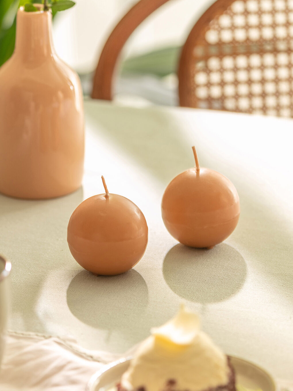 Turuncu Yuvarlak Mum 2'li 6 cm-1