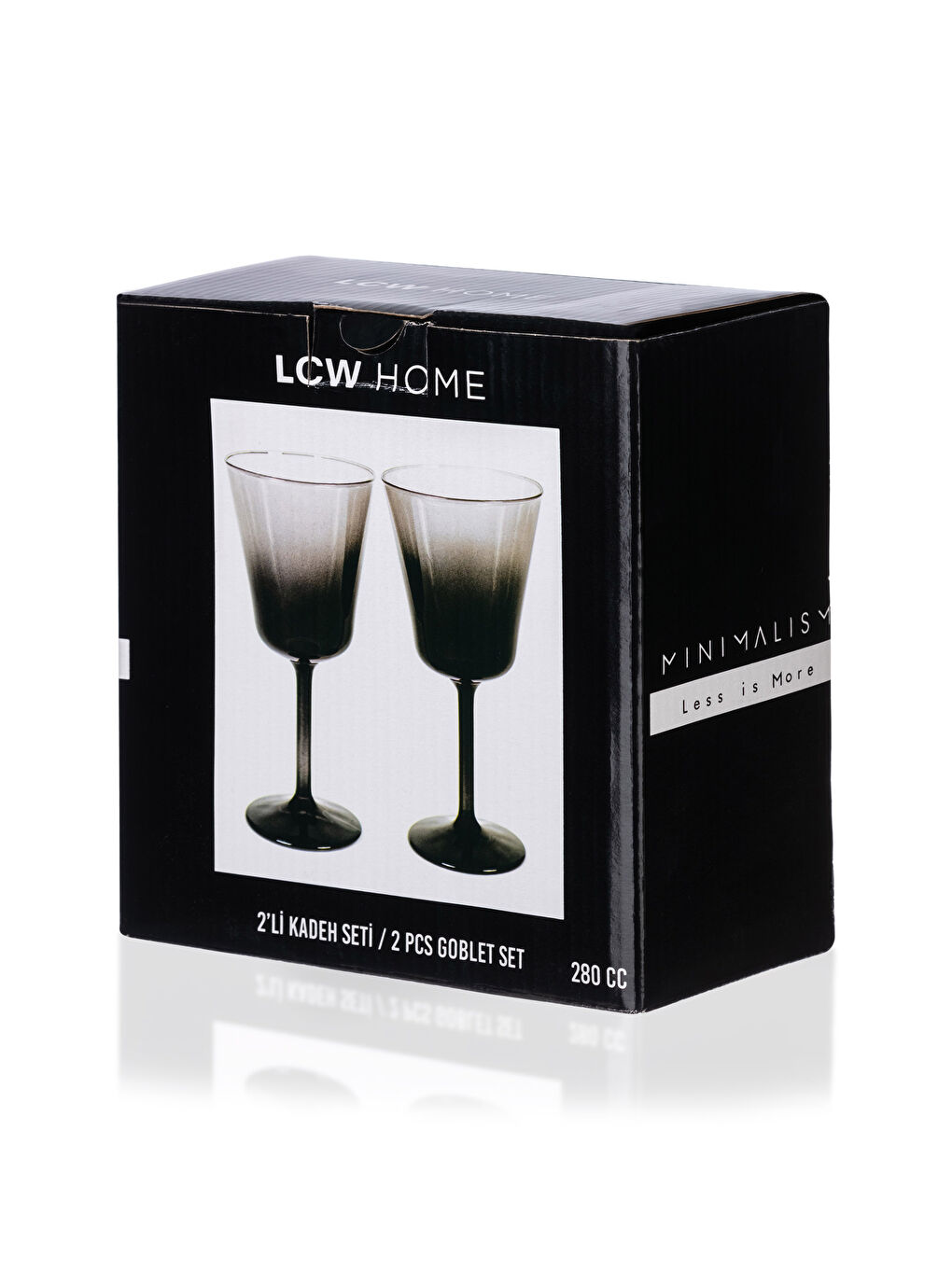 Siyah Cam Kadeh Seti 2'li 280 ml-3