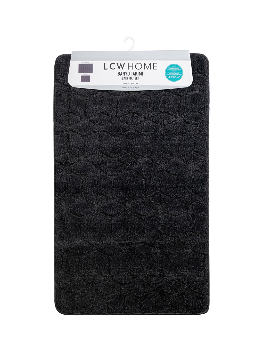 Gri Geometrik Desenli Banyo Paspası 2'li-3