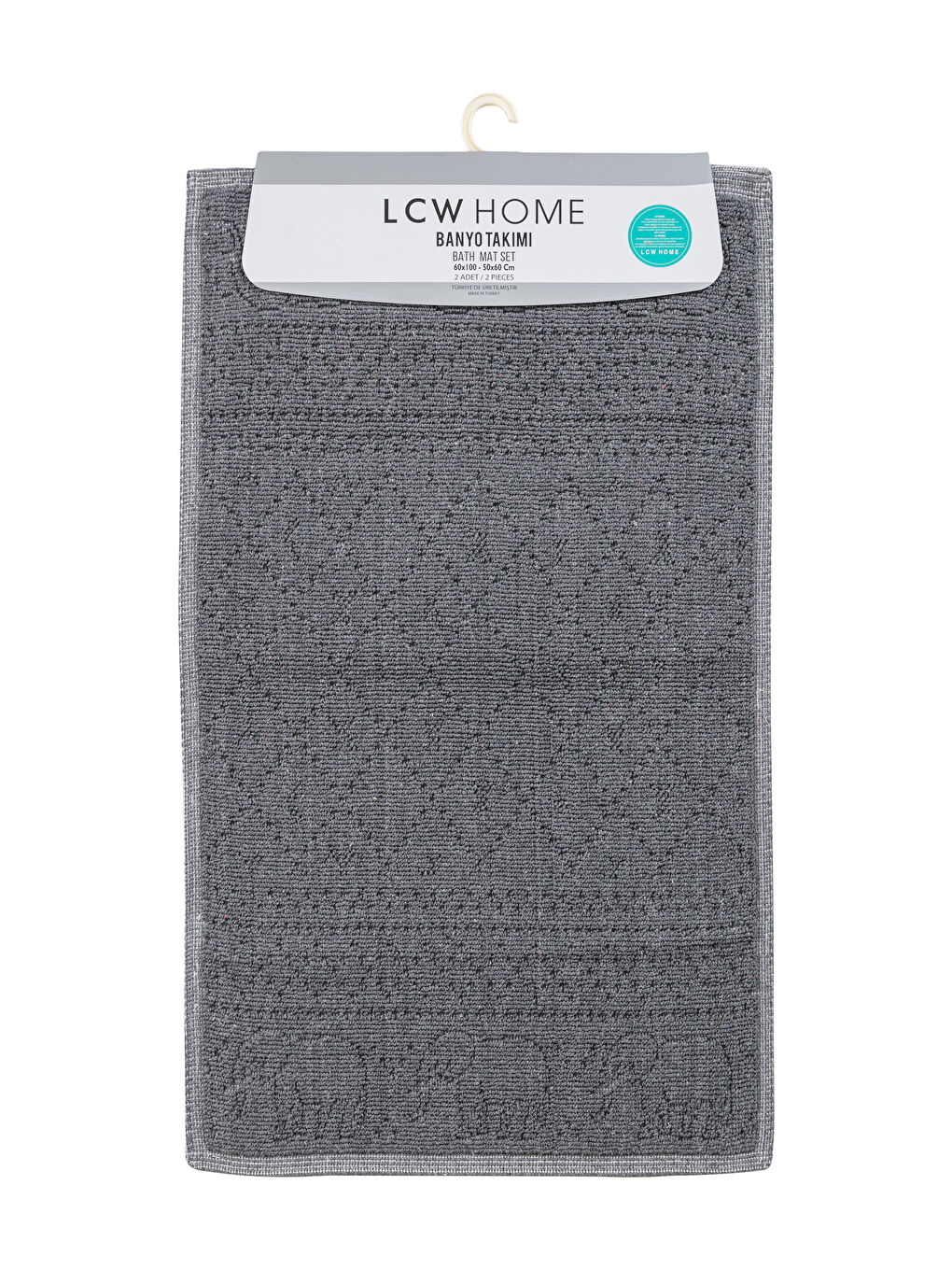 Antrasit Desenli Banyo Paspası 2'li-3