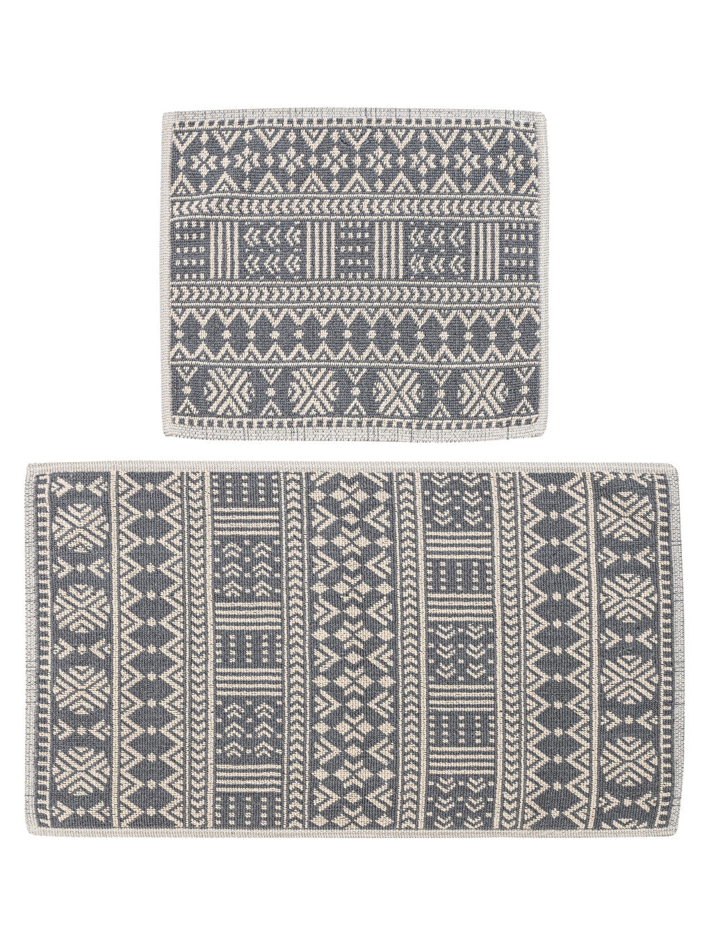 Gri Pamuklu Etnik Desenli Banyo Paspası 2'li-4