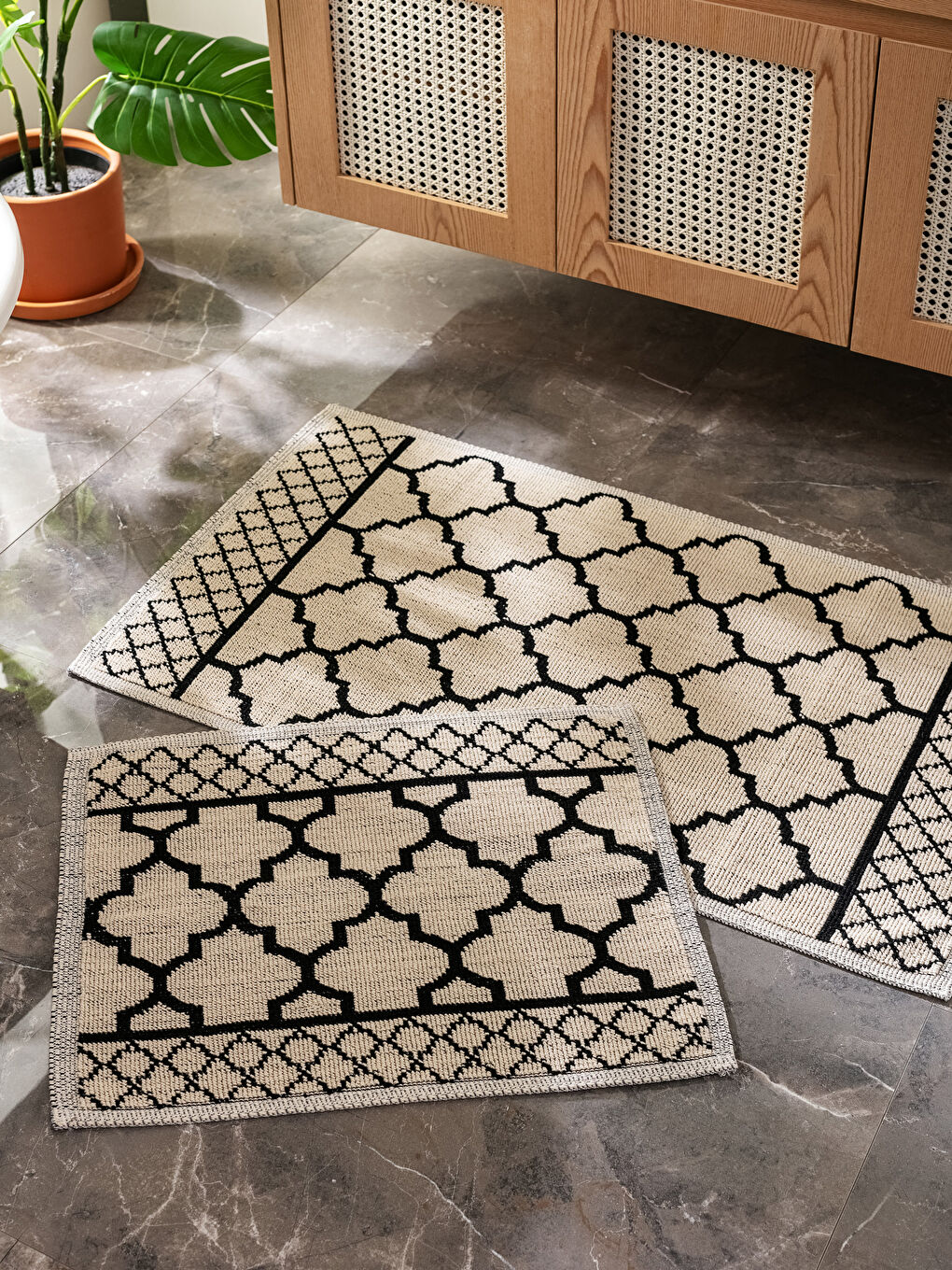 LCW HOME Cotton Geometric Patterned Bath Mat 2 Pack -S2KC27Z8-LQJ
