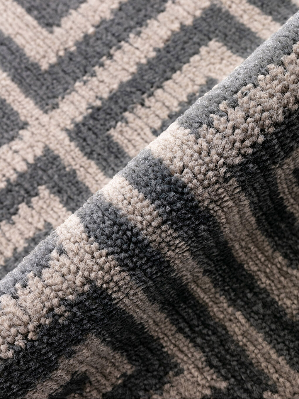 Gri Geometrik Desenli Banyo Paspası 2'li-1