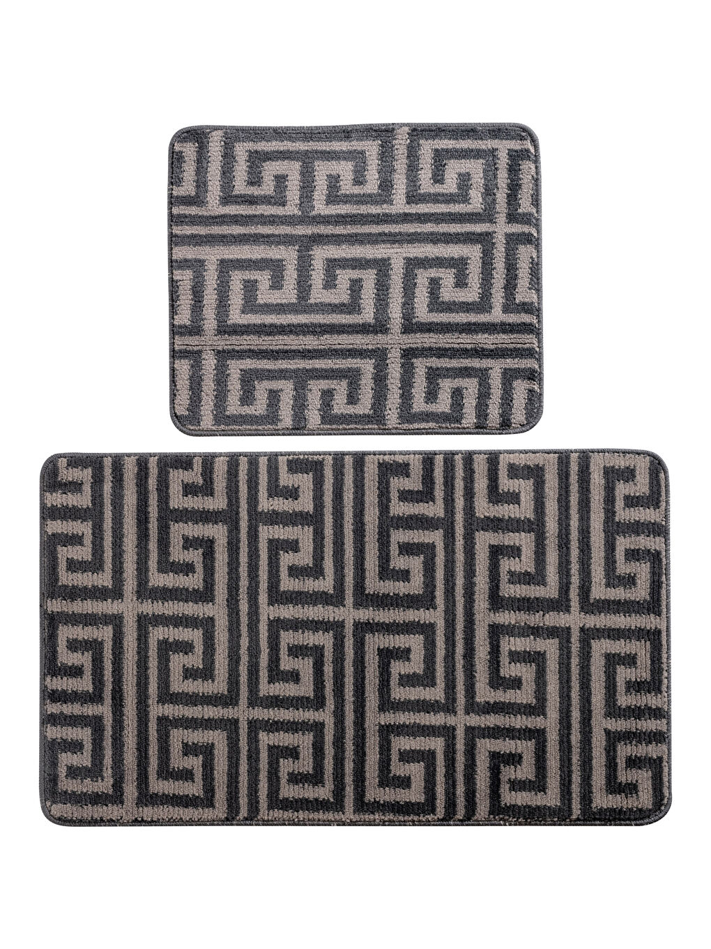 Gri Geometrik Desenli Banyo Paspası 2'li-4