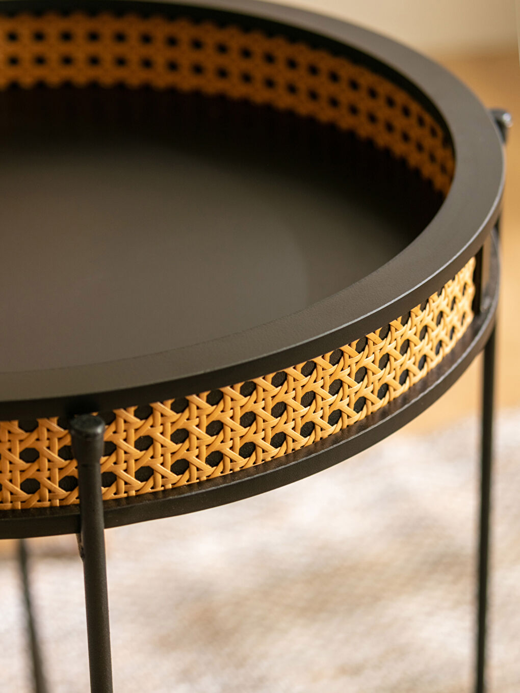 Siyah Yuvarlak Dekoratif Sehpa 40x45 cm-2