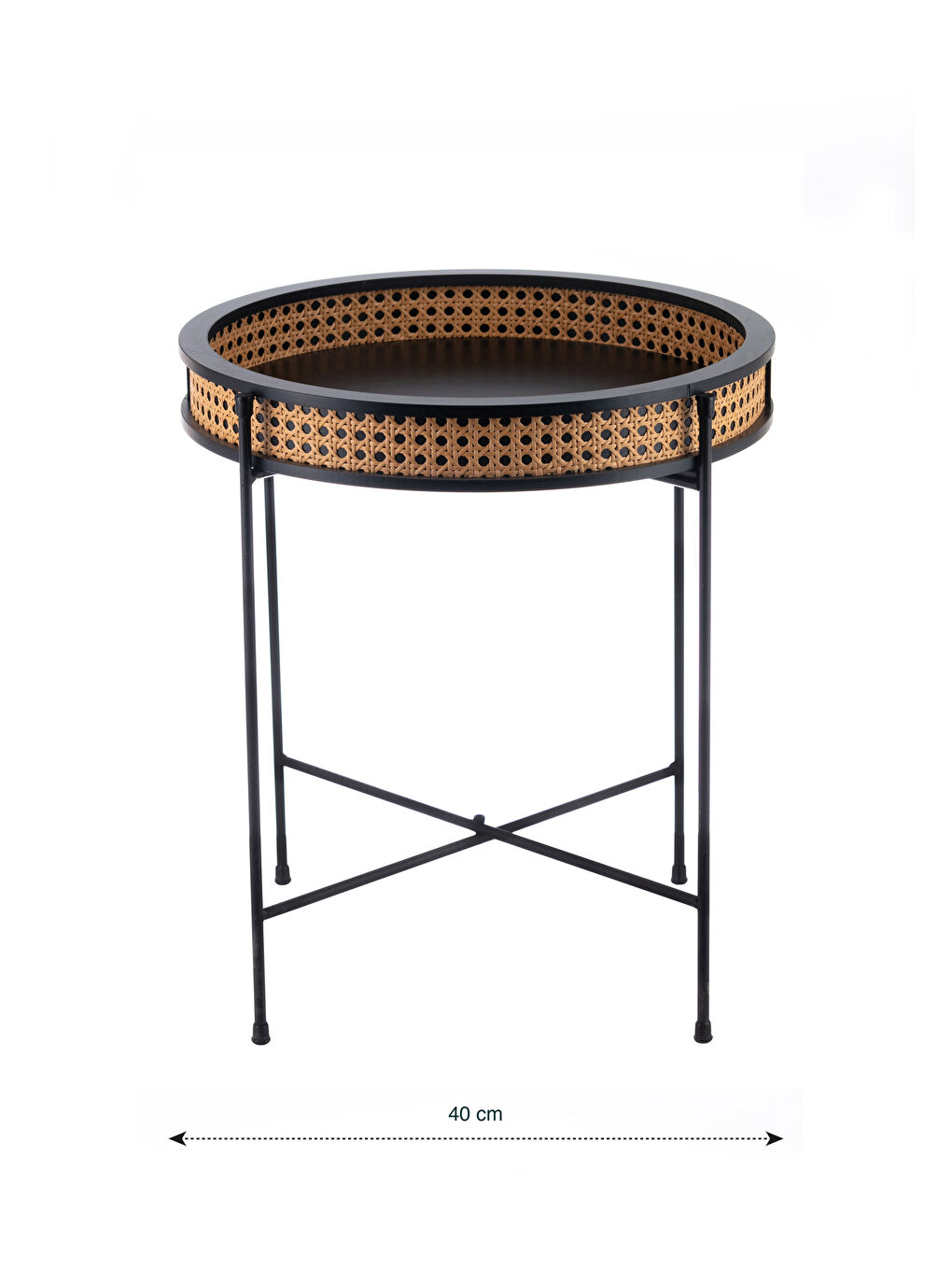 Siyah Yuvarlak Dekoratif Sehpa 40x45 cm-3