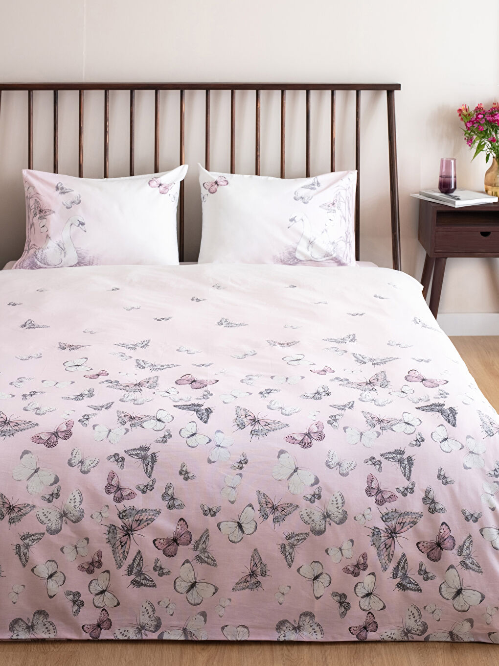 Butterfly Patterned Cotton Double Duvet Cover Set -S2KF29Z8-F9C