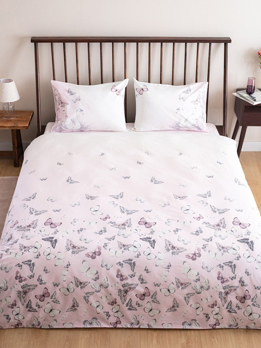 Butterfly Patterned Cotton Double Duvet Cover Set -S2KF29Z8-F9C