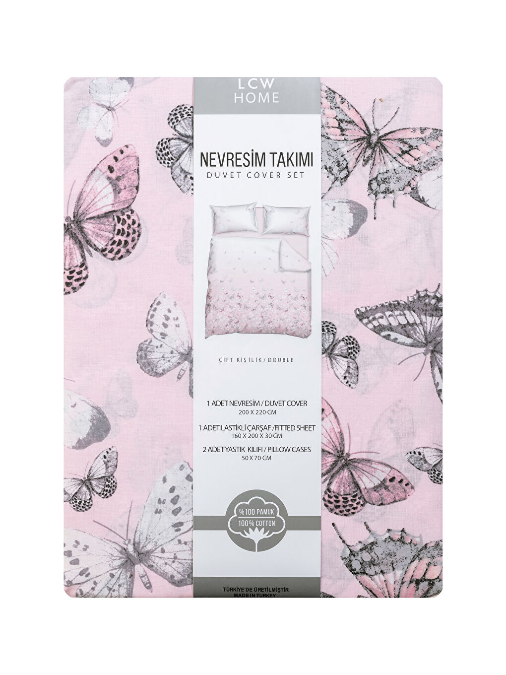 Butterfly Patterned Cotton Double Duvet Cover Set -S2KF29Z8-F9C