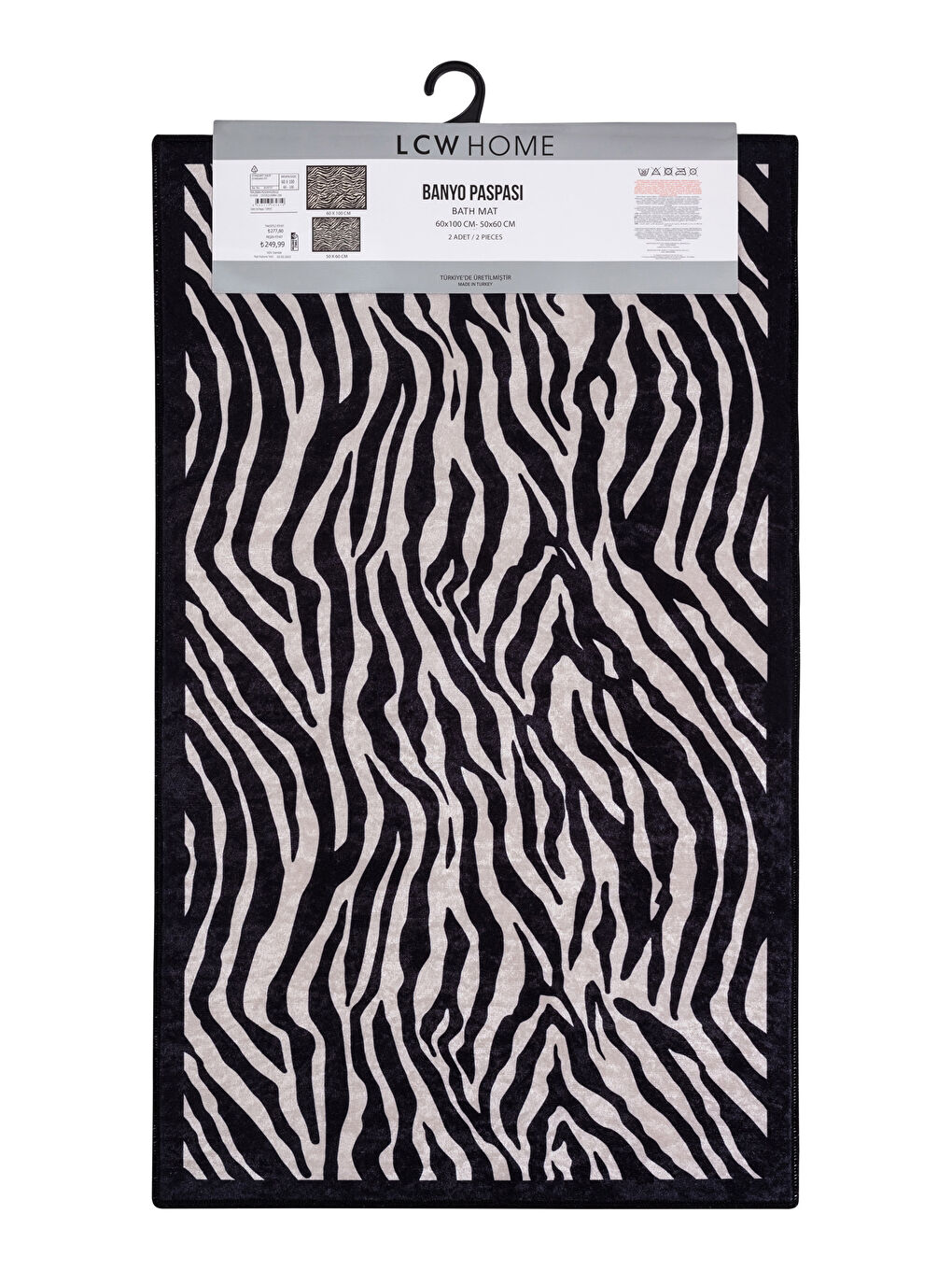 LCW HOME Zebra Patterned Bath Mat 2 Pack -S2KH42Z8-LQJ