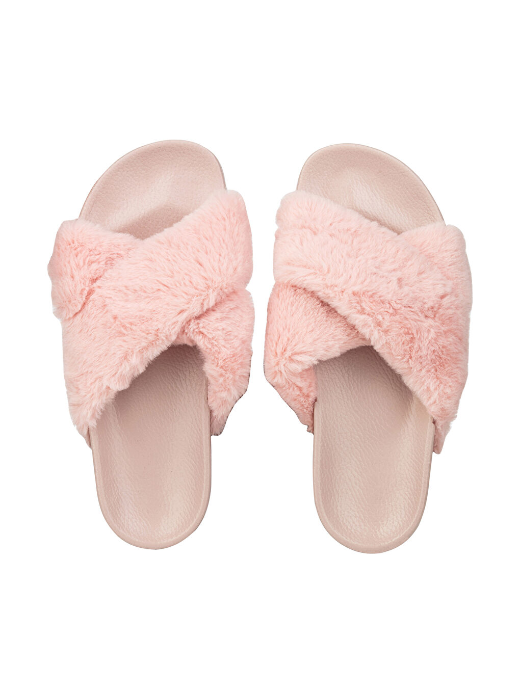 Pembe Çapraz Bantlı Pelüş Kadın Ev Terliği-5