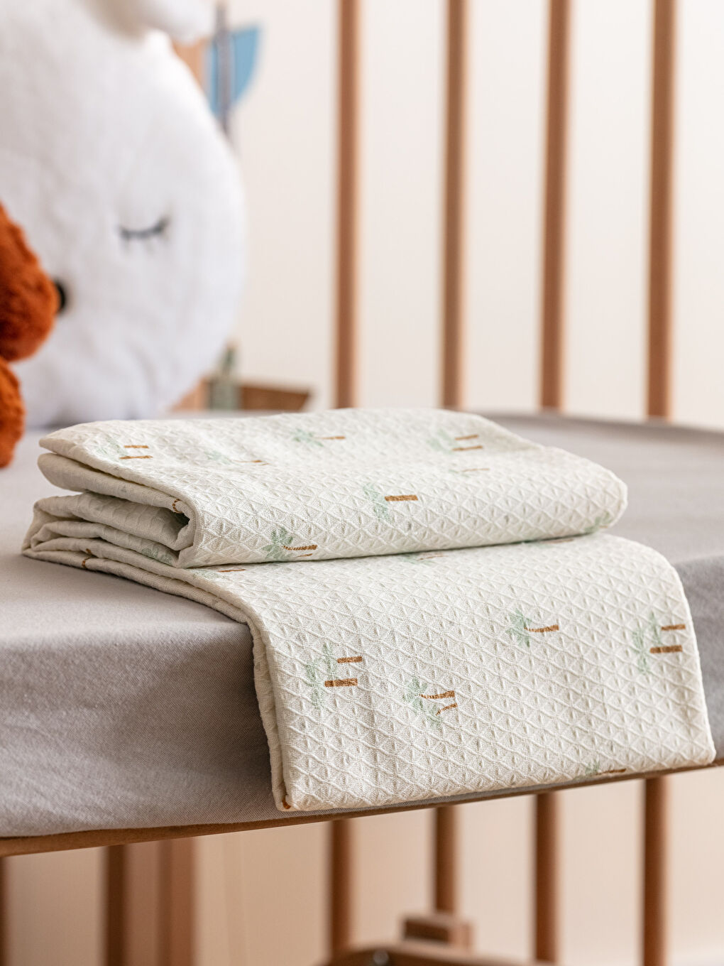 مفرش سرير بيكيه قطن مطبوع للأطفال 100x150 سم-1