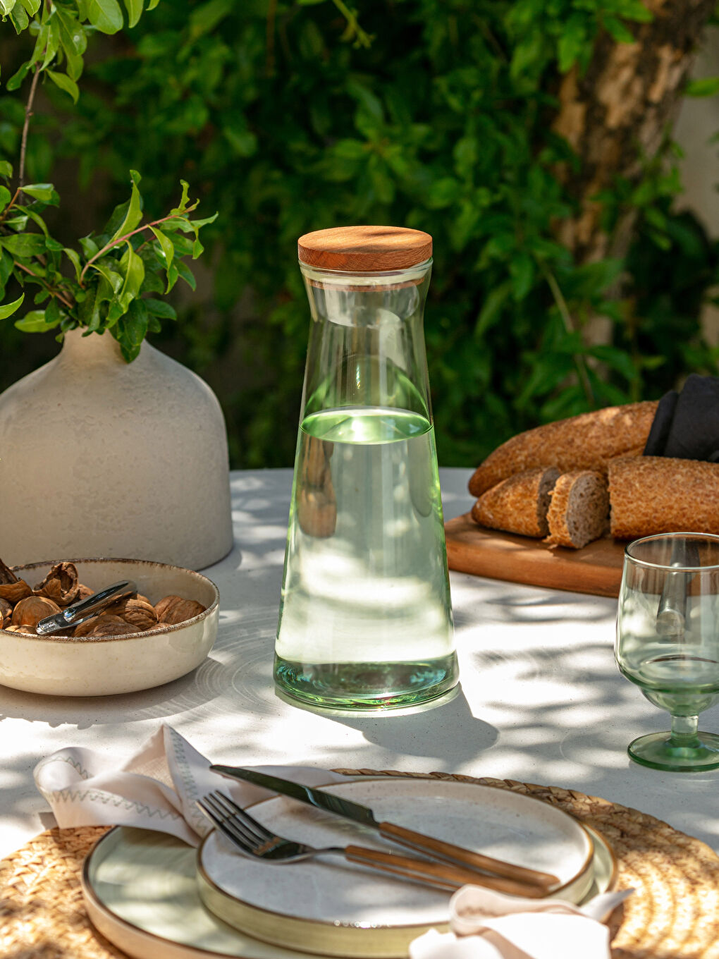 Yeşil Düz Cam Karaf Sürahi 1100 ml