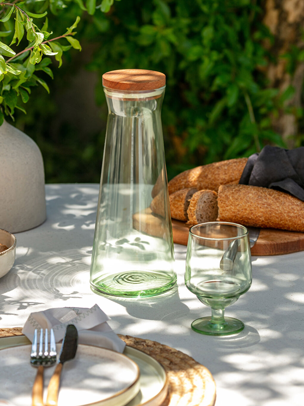 Yeşil Düz Cam Karaf Sürahi 1100 ml-1