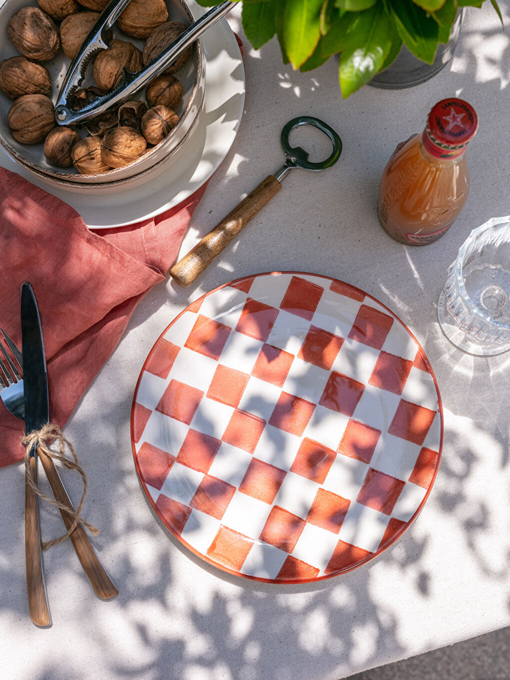 Checker Pattern Ceramic Cake Plate 21 Cm -S2KP28Z8-LSN