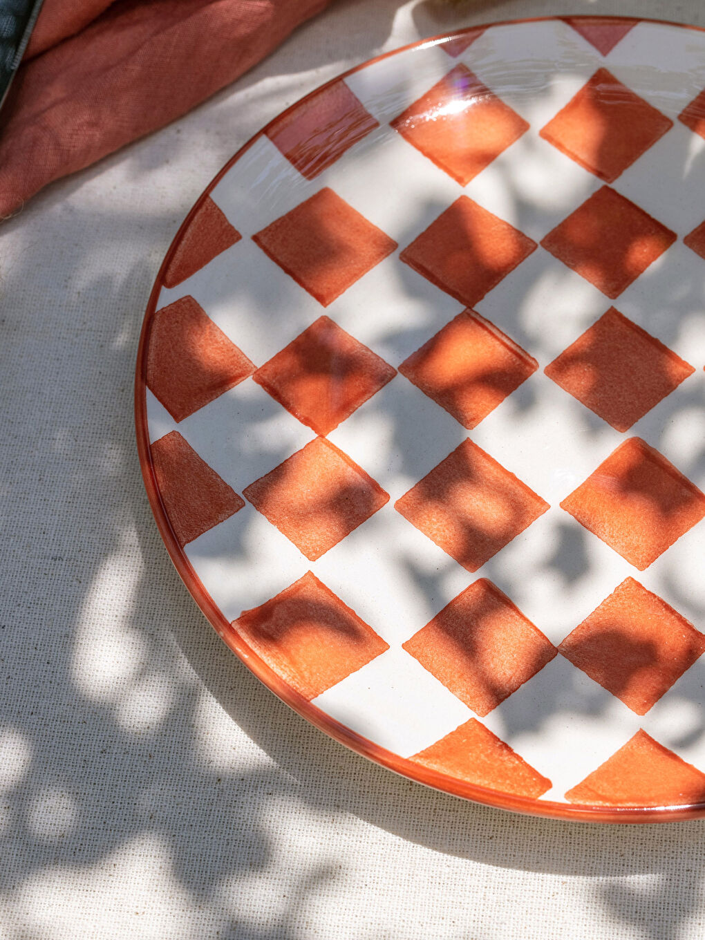 Checker Pattern Ceramic Cake Plate 21 Cm -S2KP28Z8-LSN