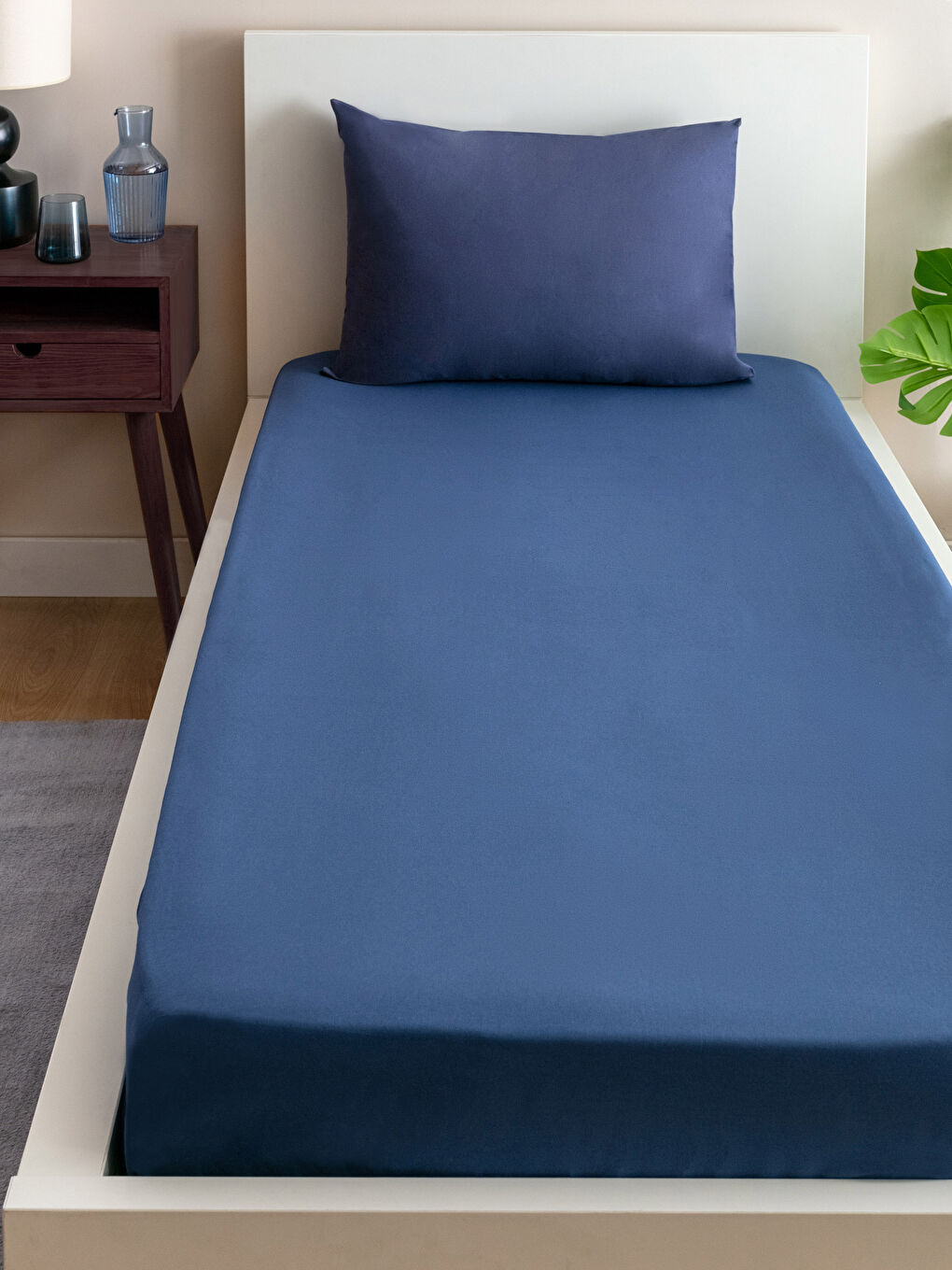 İndigo Lastikli Dokuma Tek Kişilik Çarşaf 100x200x30 cm