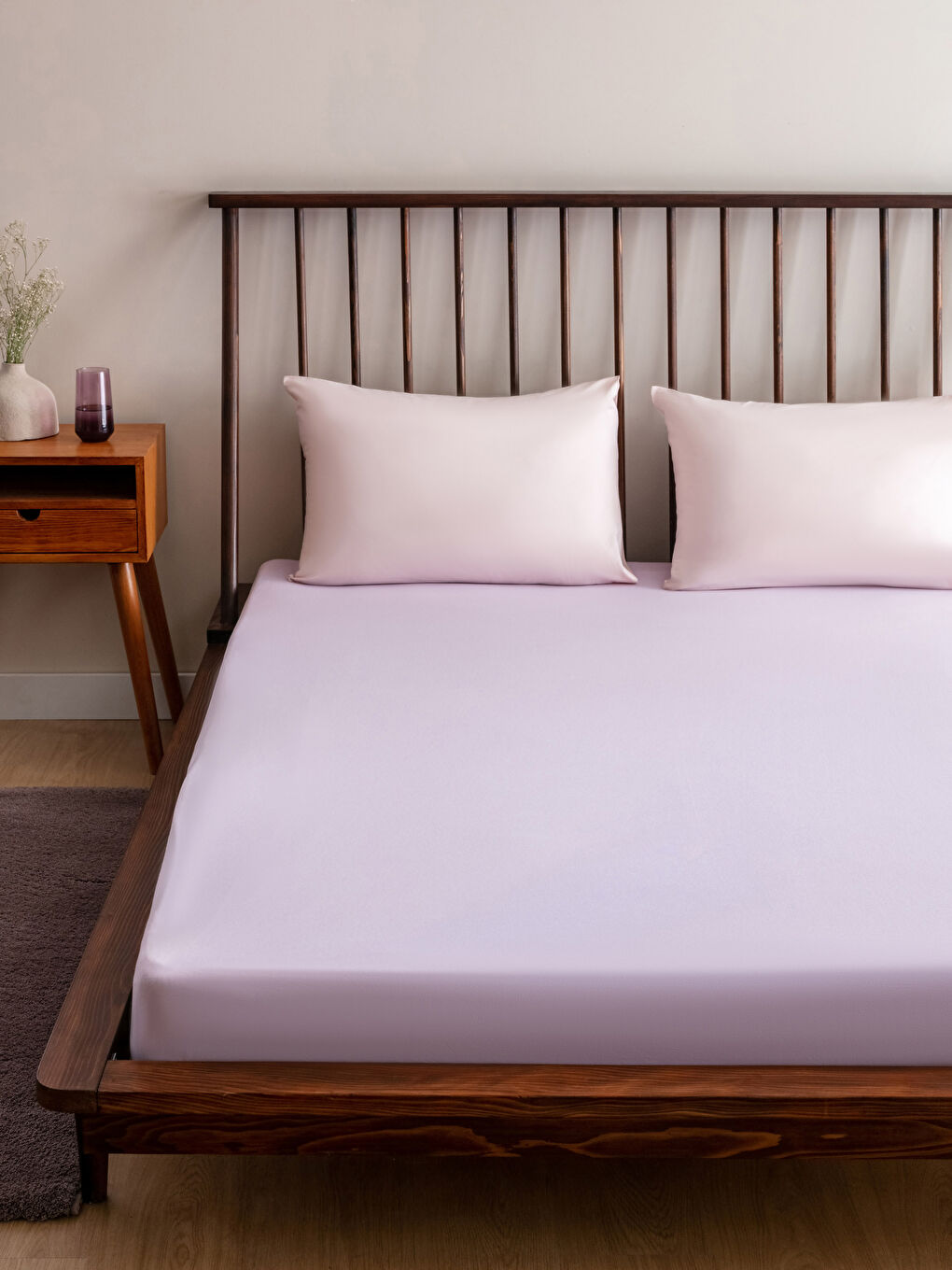 Lila Lastikli Örme Çift Kişilik Çarşaf 160x200x30 cm