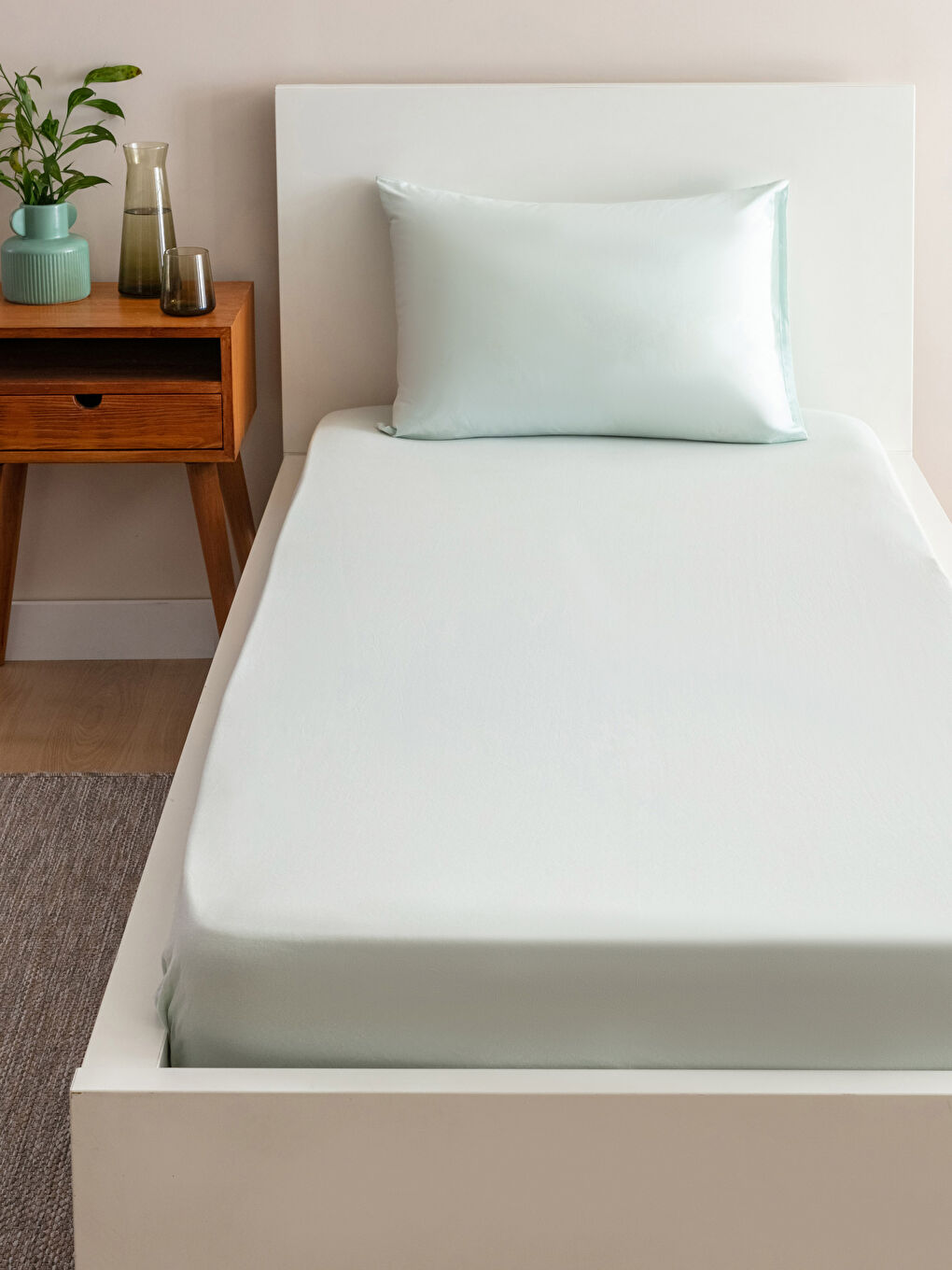 Drap Housse Tricoté Élastique Pour Lit Simple 100x200x30 Cm