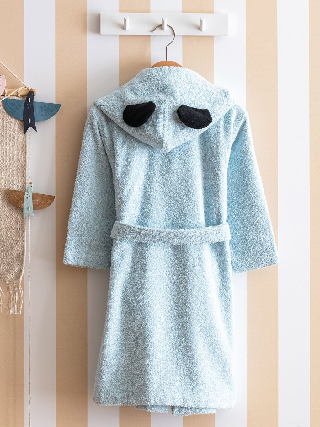 Mavi Mickey Mouse Lisanslı Kapüşonlu Erkek Çocuk Bornoz-1