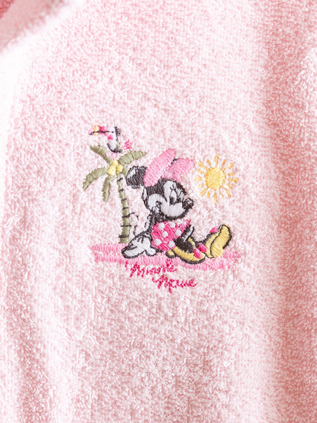 Pembe Minnie Mouse Lisanslı Kapüşonlu Kız Çocuk Bornoz-2