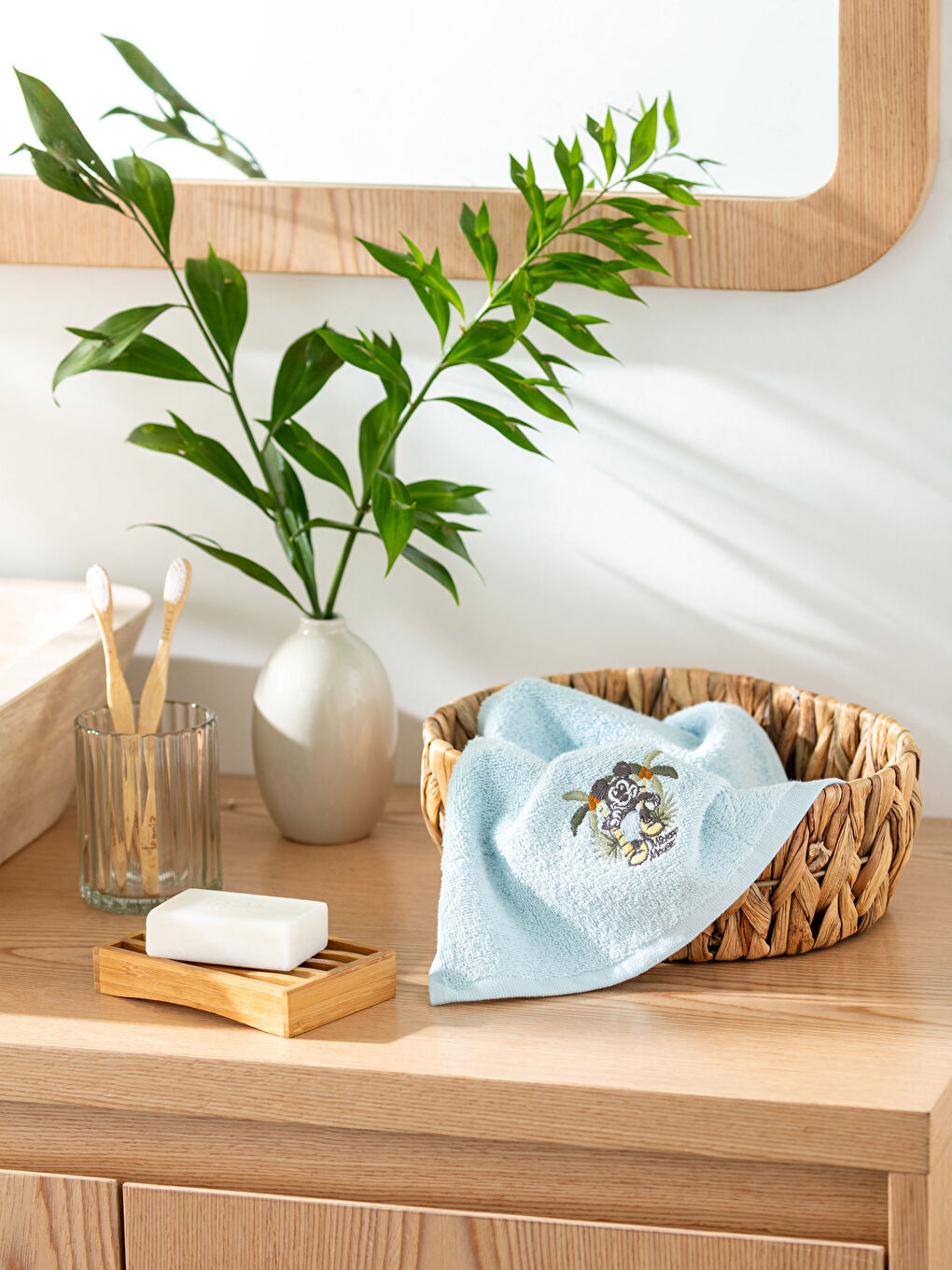 Mavi Mickey Mouse Lisanslı Çocuk El Havlusu 30x50 cm-1