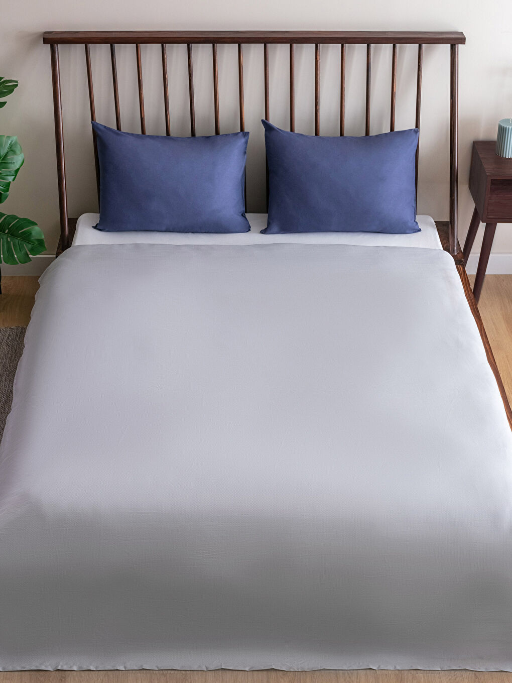 Gri Düz Çift Kişilik Pike 240x220 cm-1