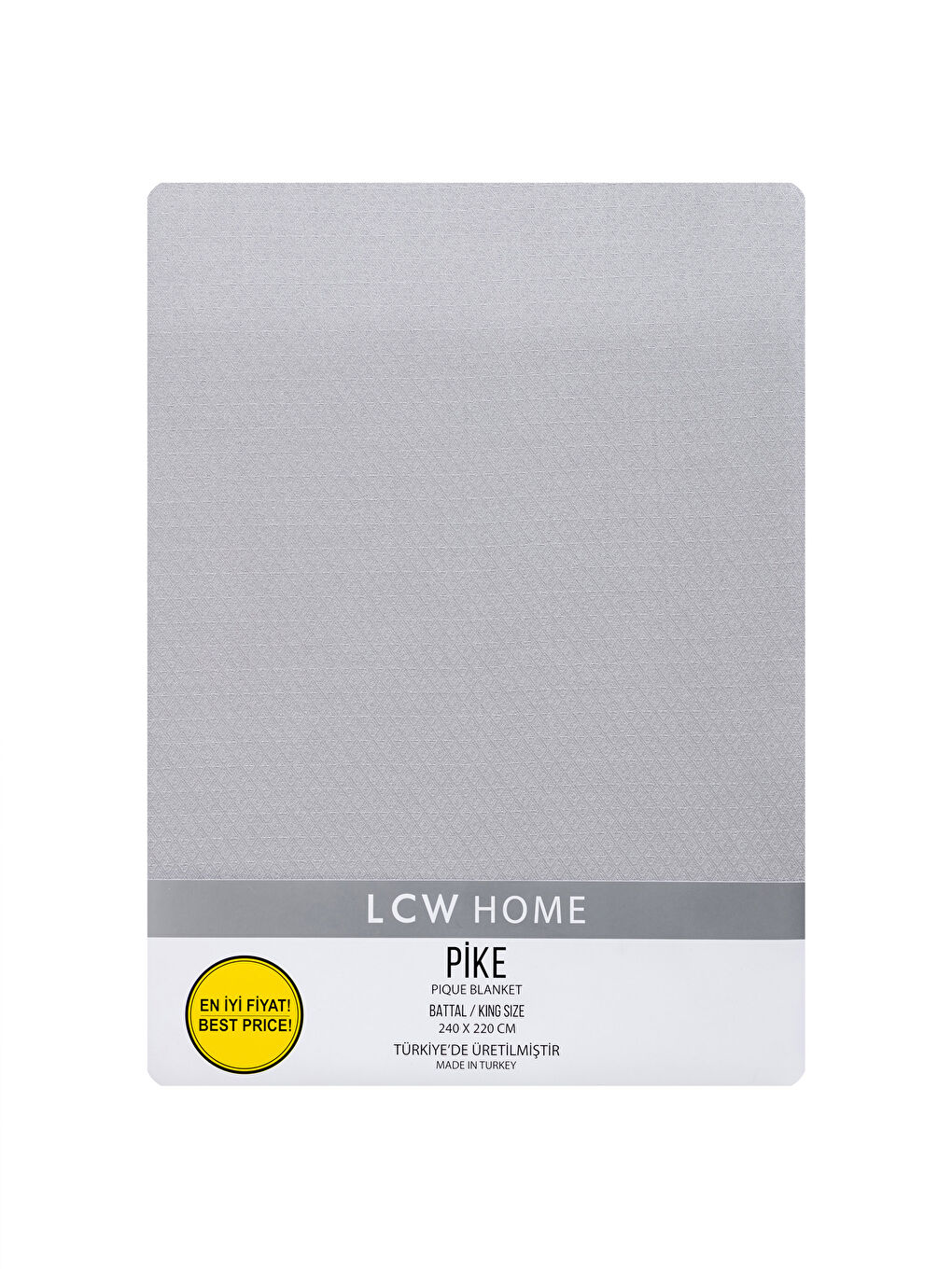 Gri Düz Çift Kişilik Pike 240x220 cm-3