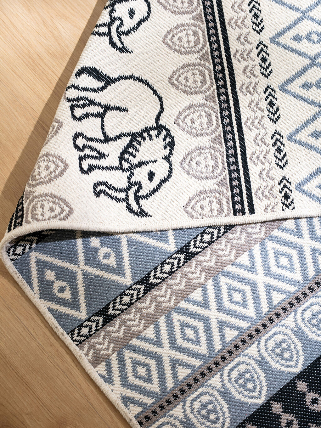 Karışık Etnik Desenli Çift Taraflı Kilim 70x140 cm-1