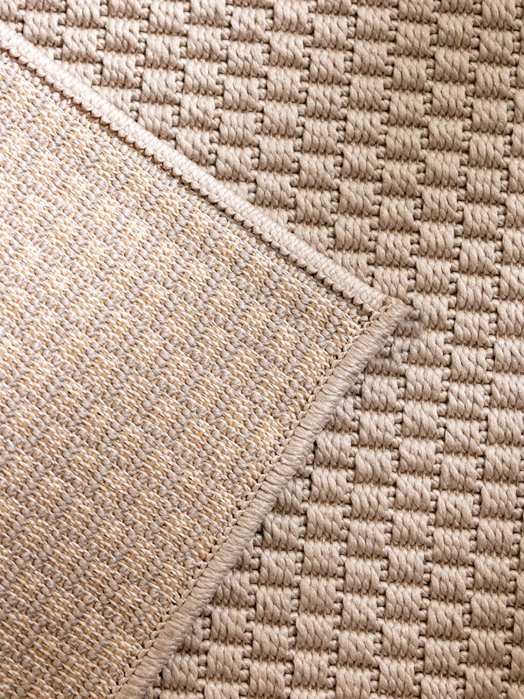 Bej Kendinden Desenli Dokuma Halı 80x150 cm-2