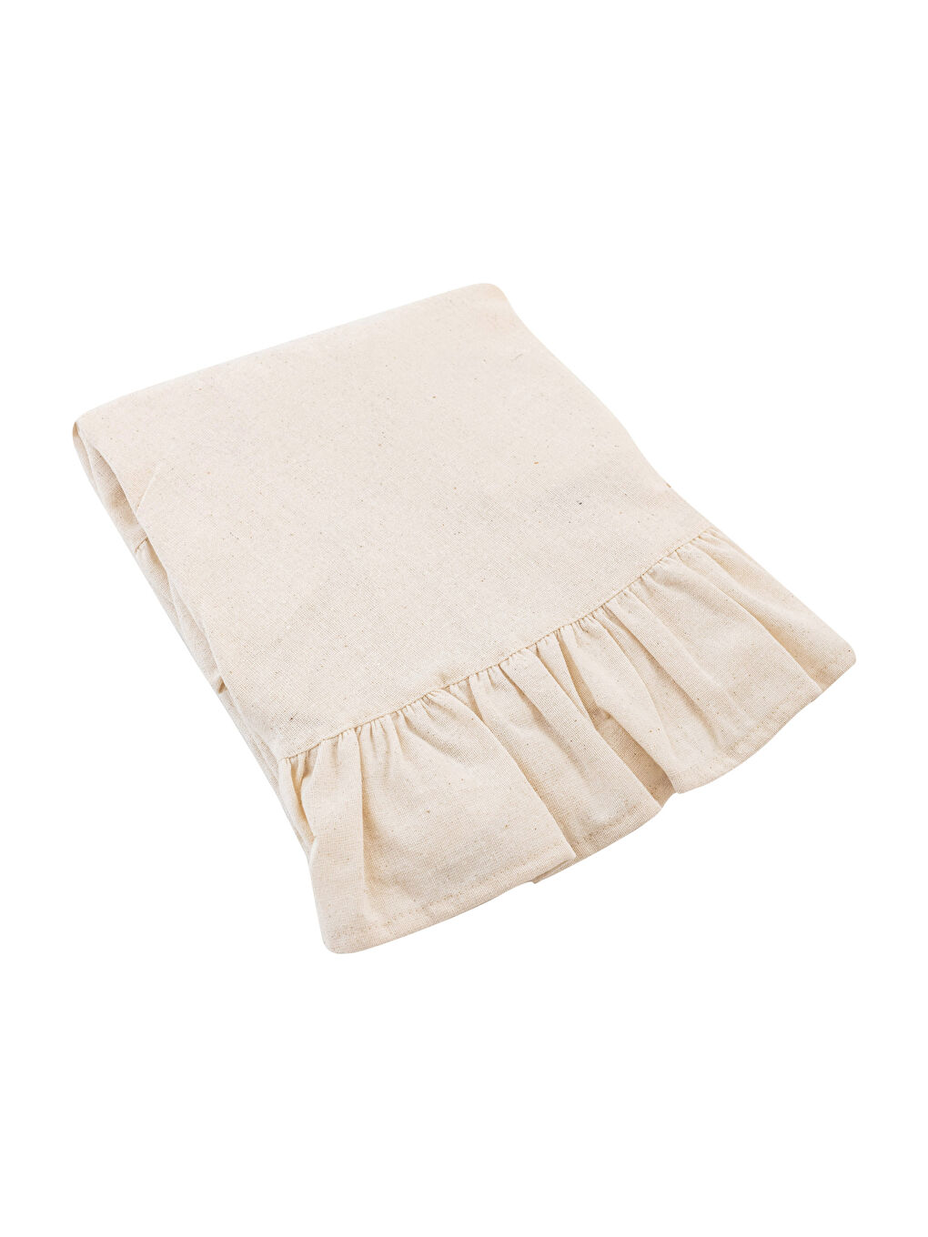 Bej Fırfır Detaylı Pamuklu Masa Örtüsü 150x150 cm-3